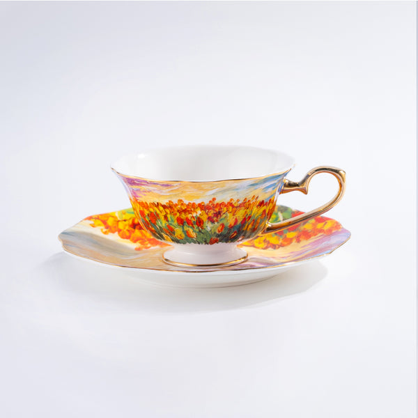 Limited Edition Amieenor Fine bone china tea cup and saucer set-Tulips Garden