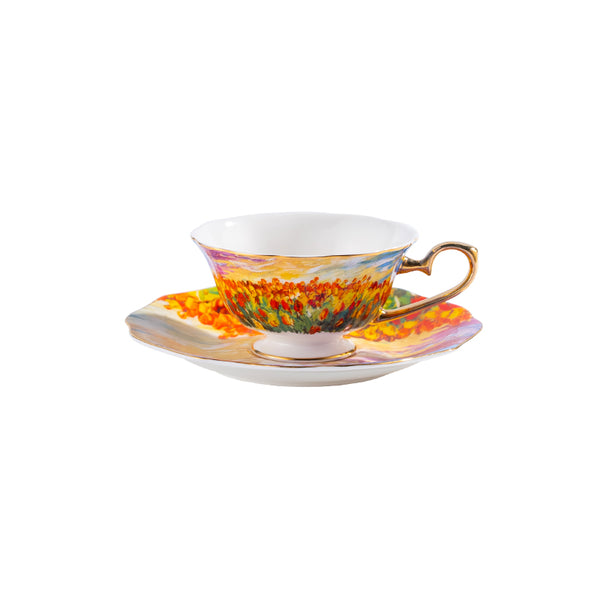 Limited Edition Amieenor Fine bone china tea cup and saucer set-Tulips Garden