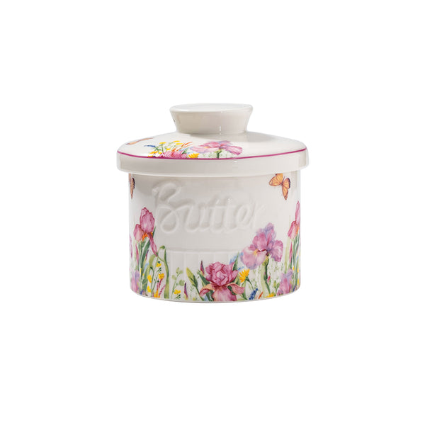 Amieenor-French Butter Crock Porcelain Keeper – Airtight Water-Seal 6.7 oz Countertop Soft Butter Dish, Clover Décor & Housewarming Gift