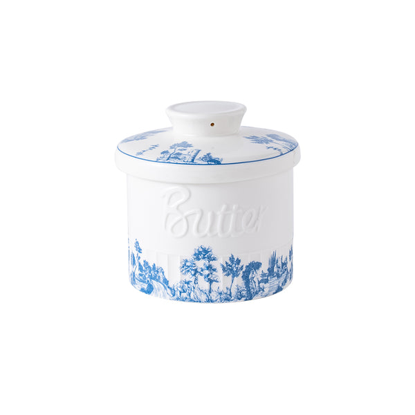 Amieenor-French Butter Crock Porcelain Keeper – Airtight Water-Seal 6.7 oz Countertop Soft Butter Dish, Clover Décor & Housewarming Gift