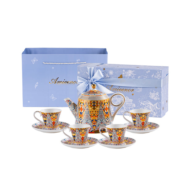 Amieenor Fine Porcelain Teaset of 9pcs-Mediterranean Fantasy
