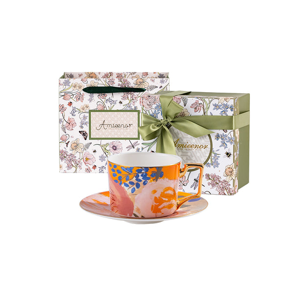 Amieenor Fine Bone-China Tea Cup & Saucer Set 250 ml – The Taste of Summer