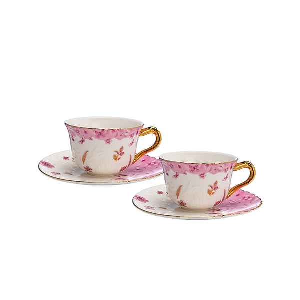 Amieenor ceramic english cup and saucer set for high tea pink