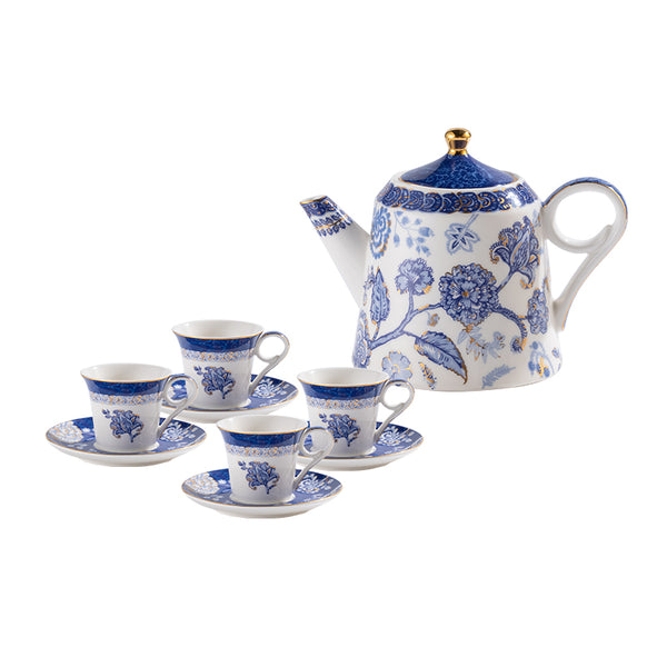 Amieenor Fine Porcelain Teaset of 5pcs-Navy Blue Garden