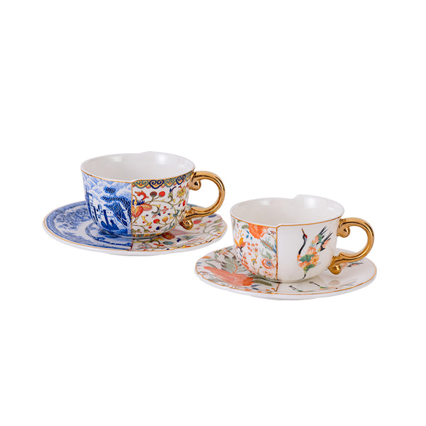 Amieenor Handmade Gold Painted Cup and Saucer