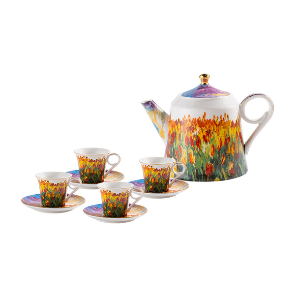 Limited Edition Amieenor Fine porcelain teaset of 5pcs-Tulips Garden