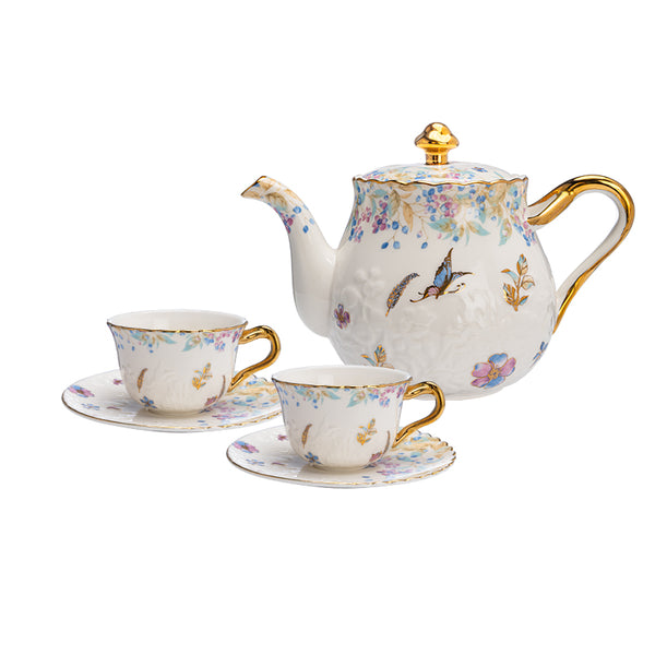 Amieenor fine porcelain tea pot set high tea cup saucer set