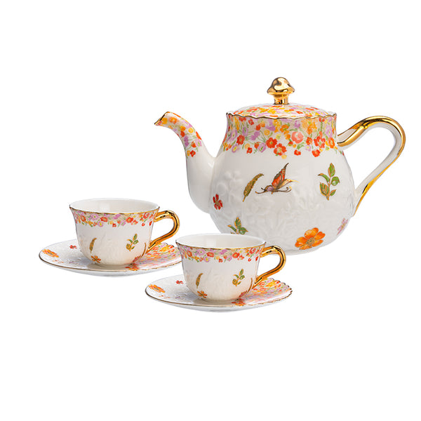 Amieenor porcelain tea pot set high tea cup saucer set for party