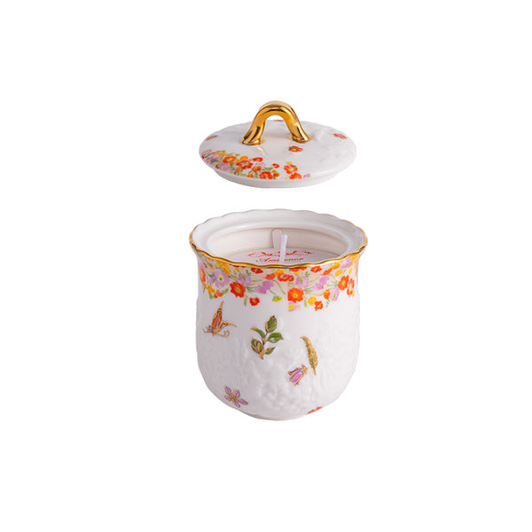 Amieenor romantic orange floral design porcelain candle jar candle holder
